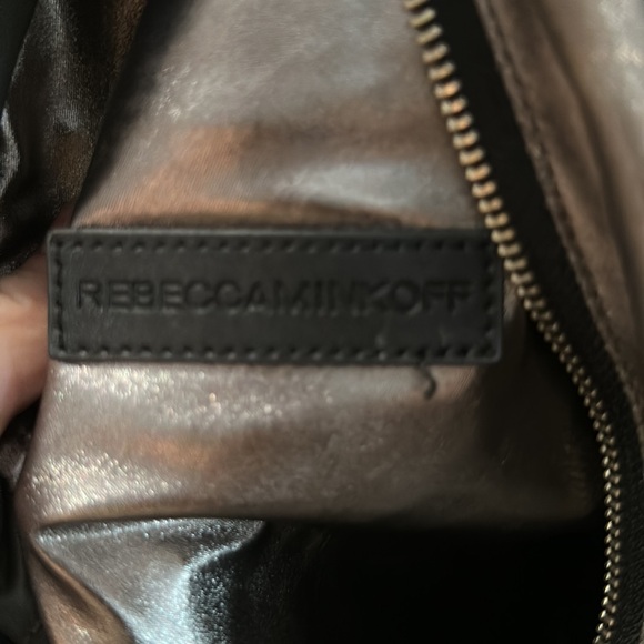 NWOT Rebecca minkoff gray metallic leather backpack so cute silver hardware main image 6